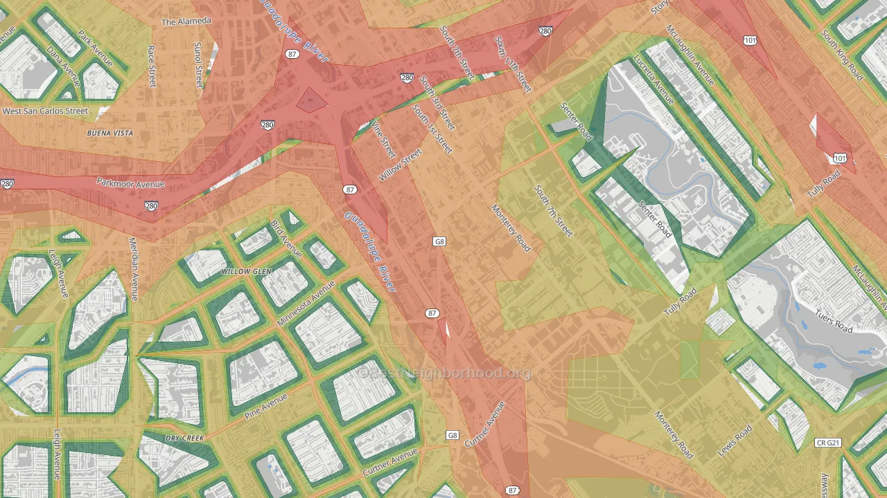 Alma, San Jose, CA Map of Noise Levels in Alma