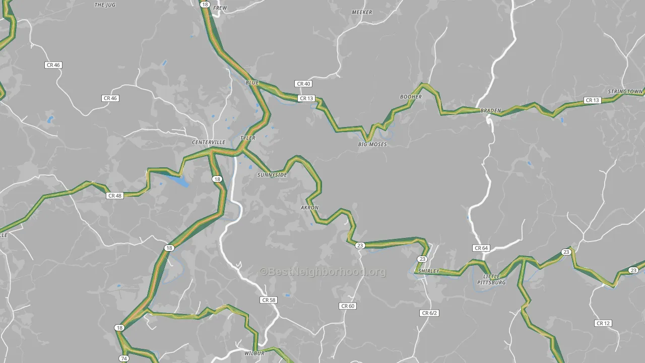 Alma, WV Map of Noise Levels in Alma