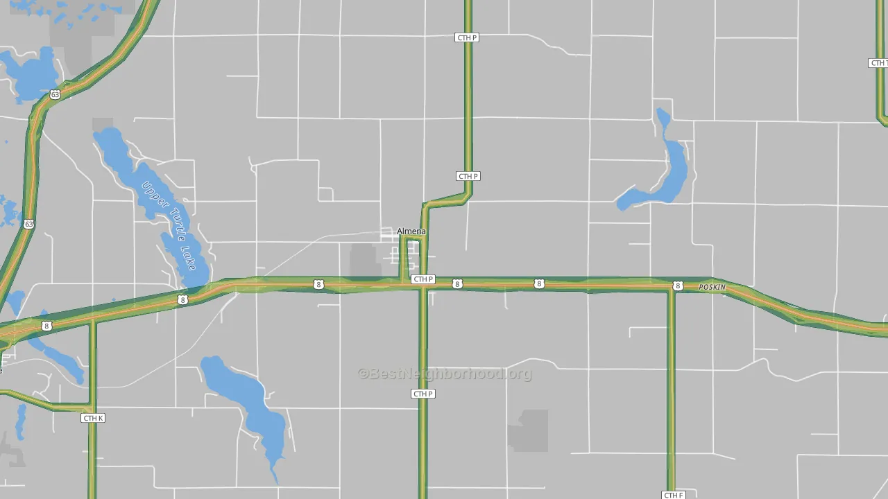 Almena, WI Map of Noise Levels in Almena