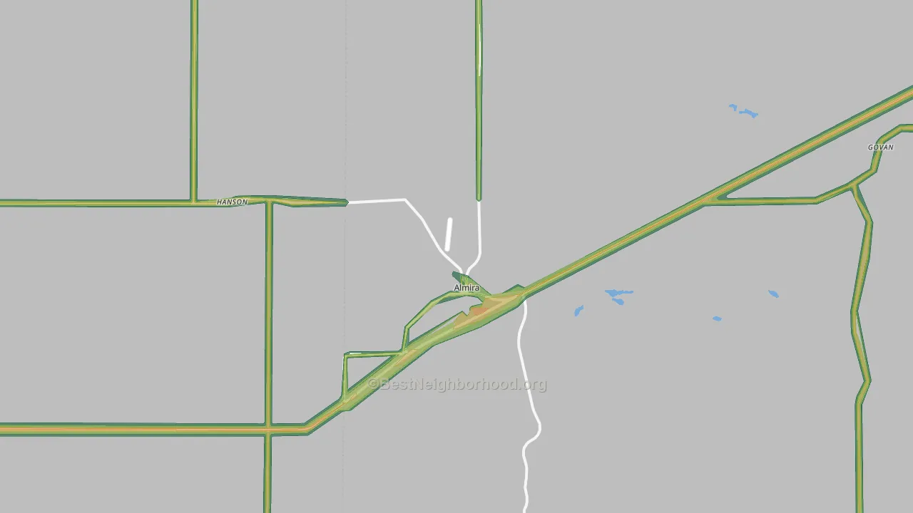 Almira, WA Map of Noise Levels in Almira