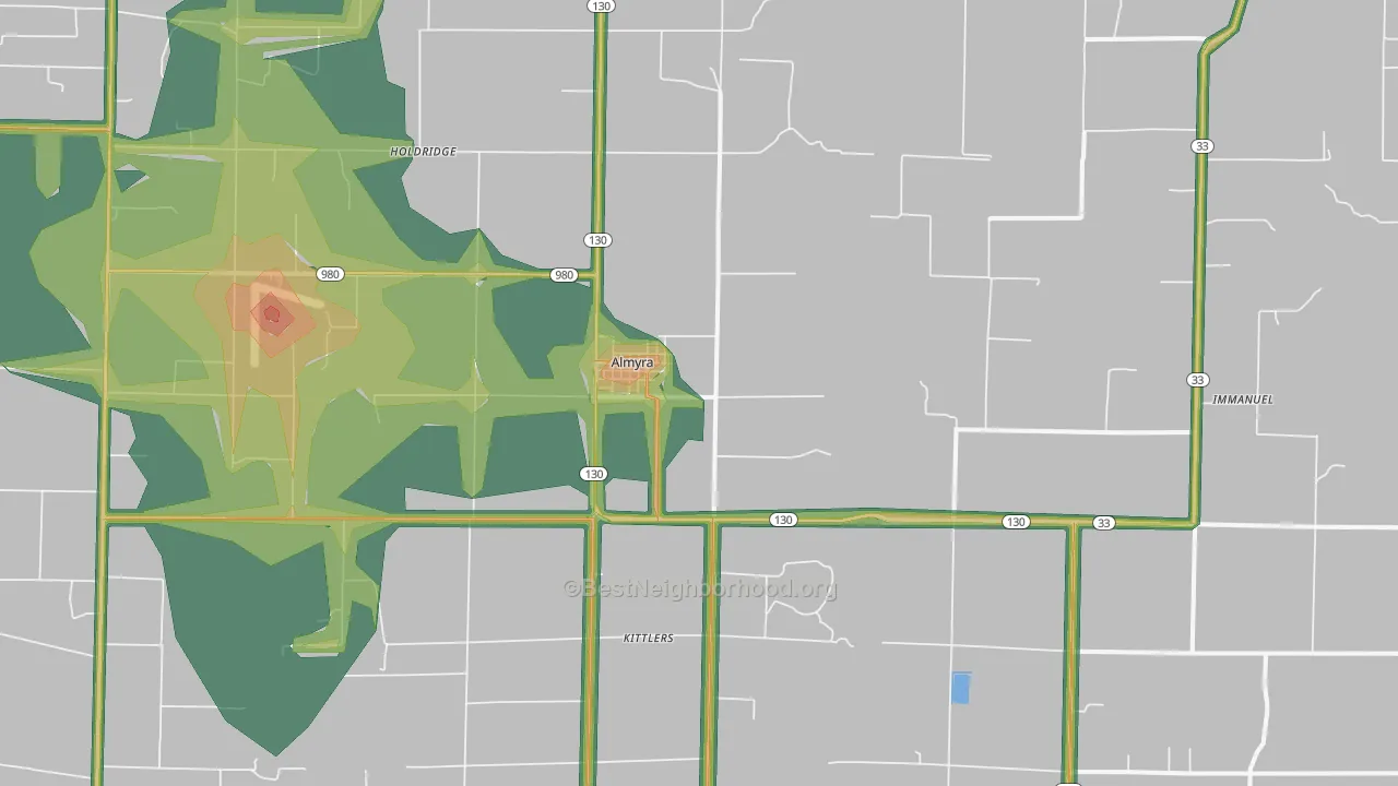 Almyra, AR Map of Noise Levels in Almyra