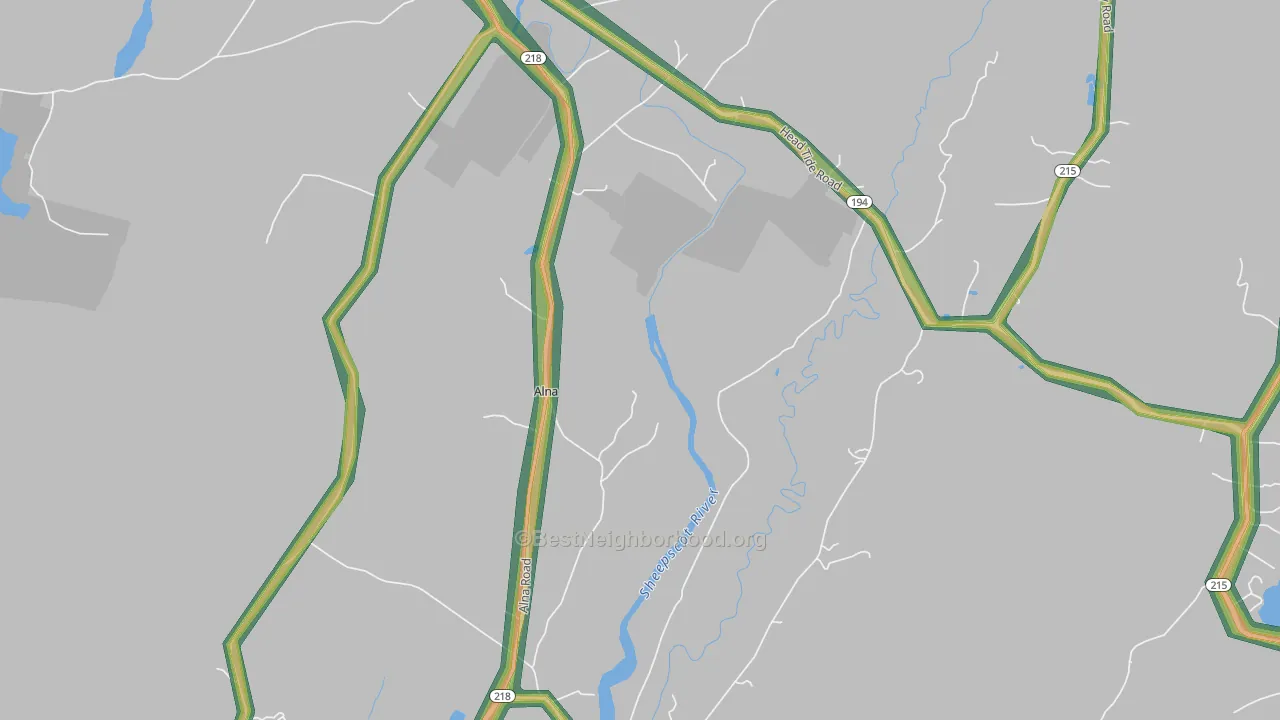 Alna, ME Map of Noise Levels in Alna