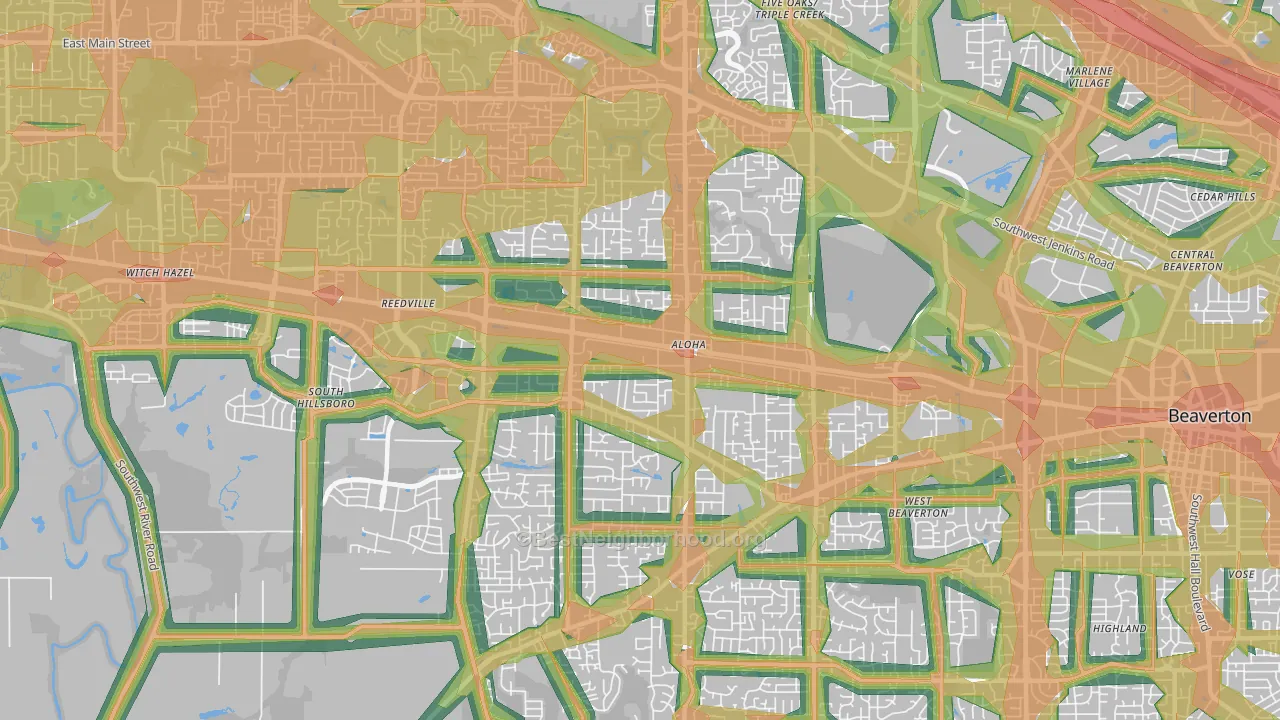 Aloha, OR Map of Noise Levels in Aloha