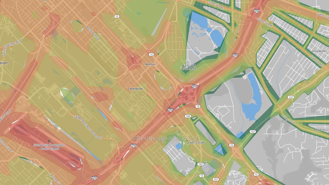 Alorton, IL Map of Noise Levels in Alorton