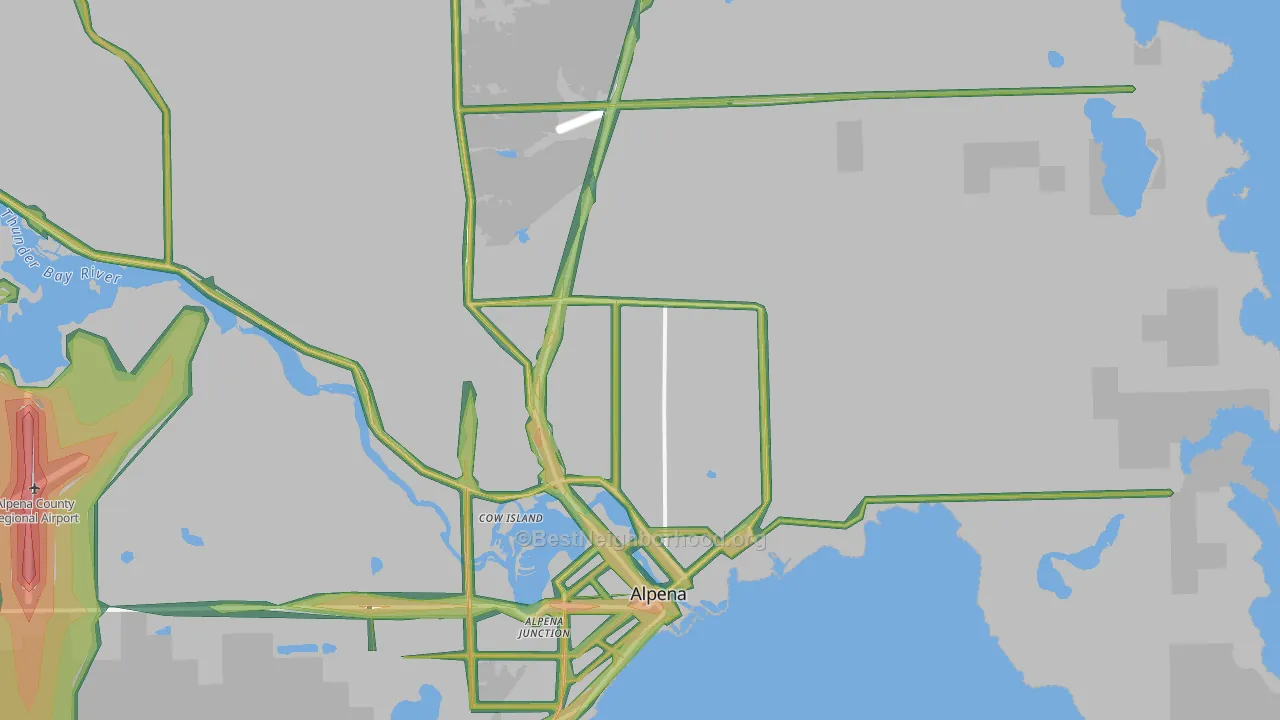 Alpena Junction, MI Map of Noise Levels in Alpena Junction
