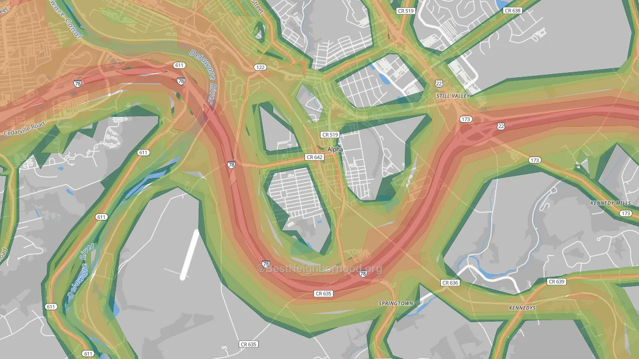 Alpha, NJ Map of Noise Levels in Alpha