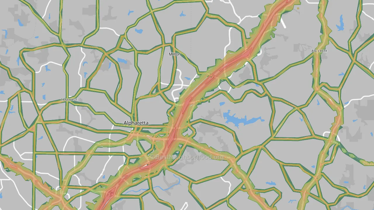 Alpharetta, GA Map of Noise Levels in Alpharetta