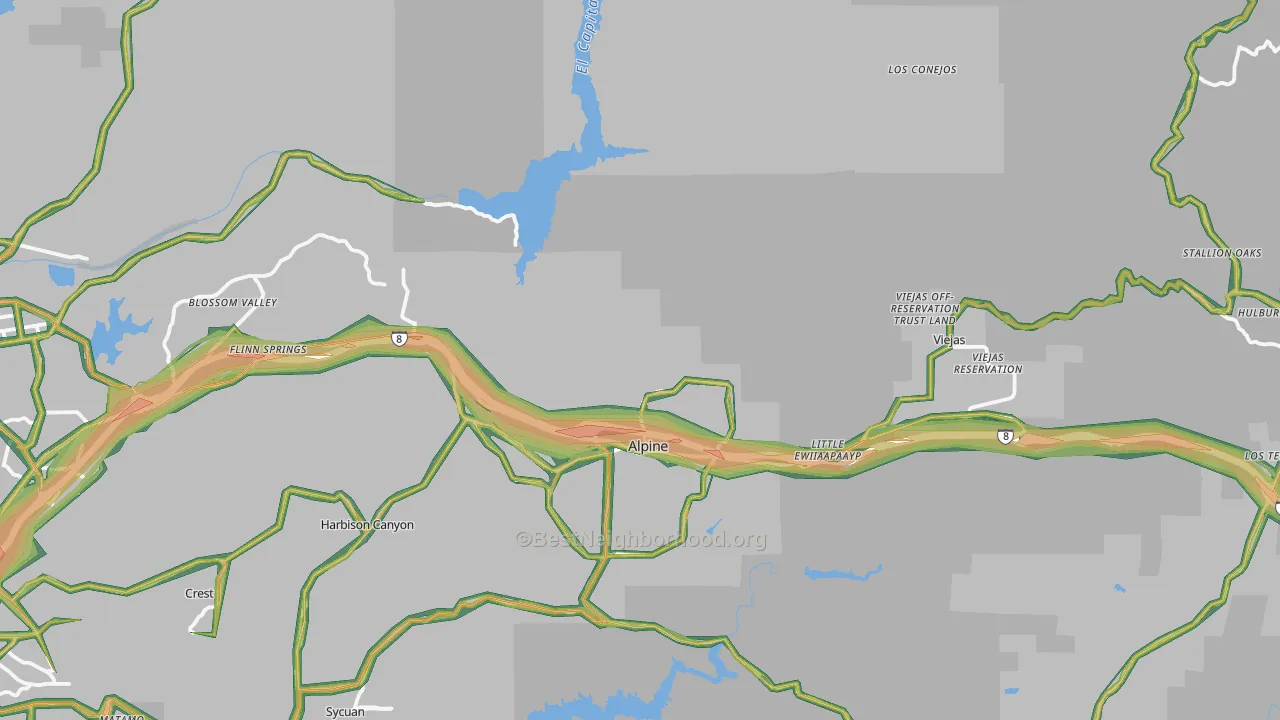 Alpine, CA Map of Noise Levels in Alpine
