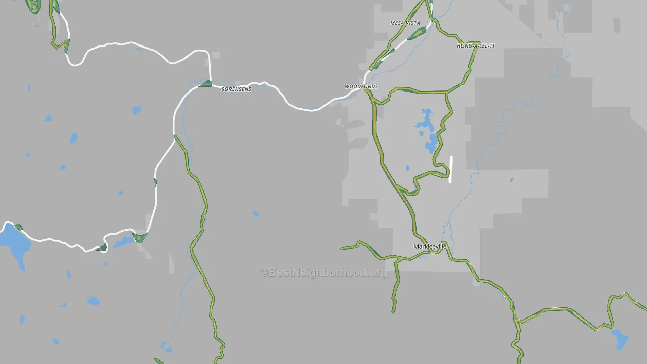 Alpine County, CA Map of Noise Levels in Alpine County