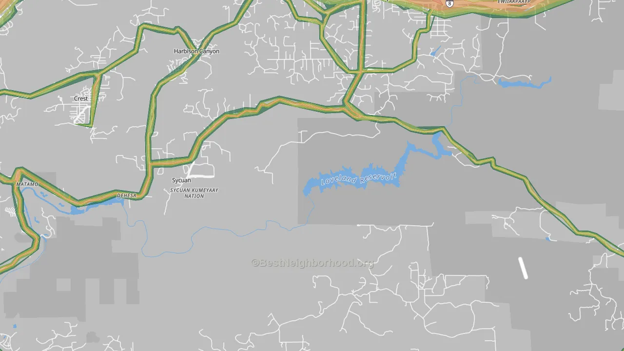 Alpine Heights, CA Map of Noise Levels in Alpine Heights