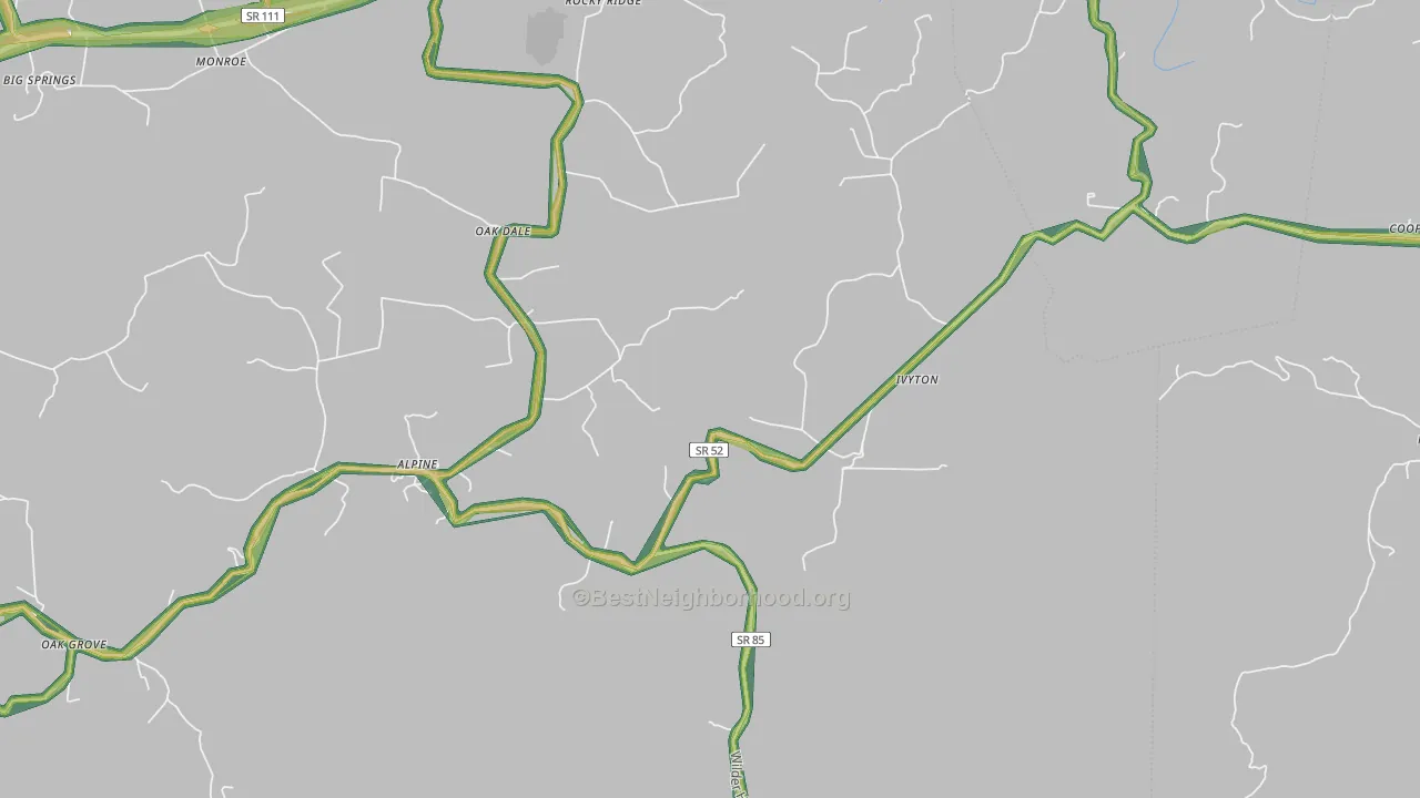 Alpine, TN Map of Noise Levels in Alpine