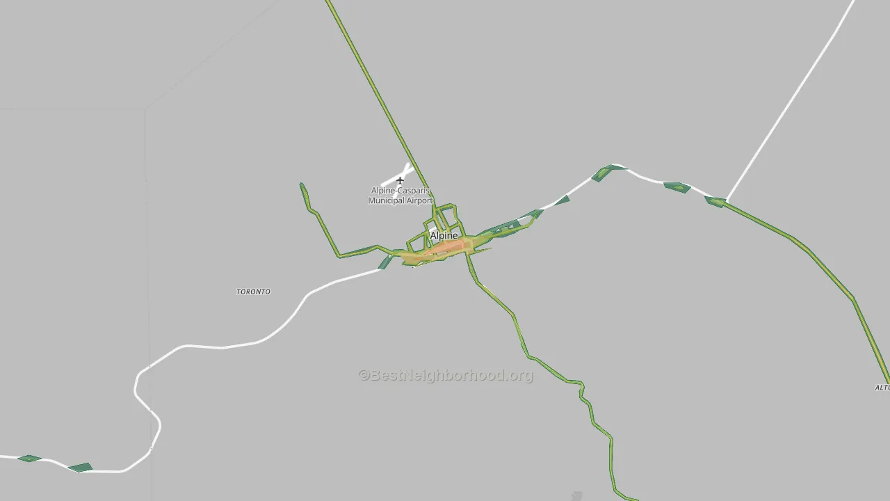 Alpine, TX Map of Noise Levels in Alpine