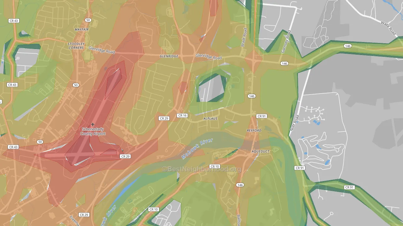 Alplaus, NY Map of Noise Levels in Alplaus