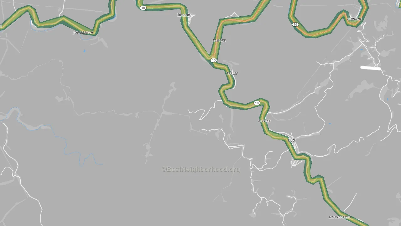 Alpoca, WV Map of Noise Levels in Alpoca