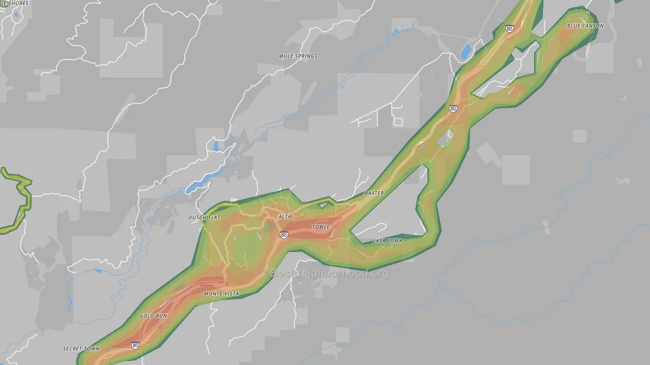 Alta, CA Map of Noise Levels in Alta