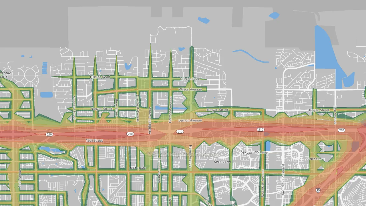 Alta Loma, CA Map of Noise Levels in Alta Loma