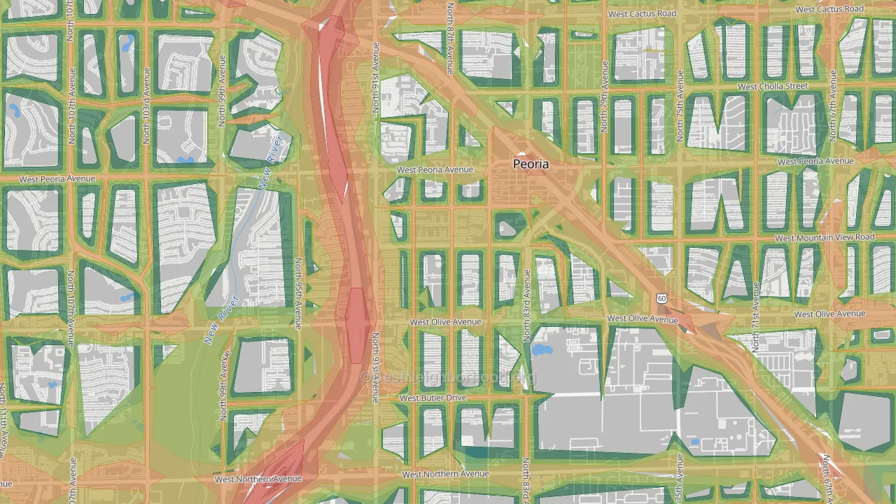 Alta Loma, Peoria, AZ Map of Noise Levels in Alta Loma