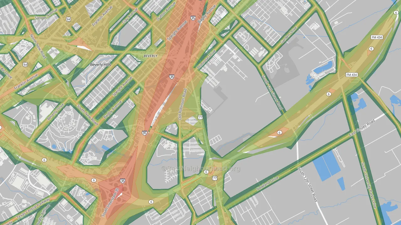 Alta Vista-Waco, Waco, TX Map of Noise Levels in Alta Vista-Waco