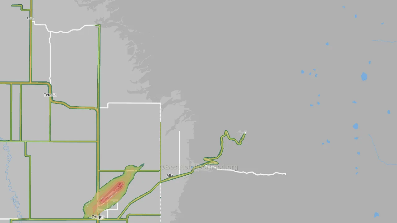Alta, WY Map of Noise Levels in Alta