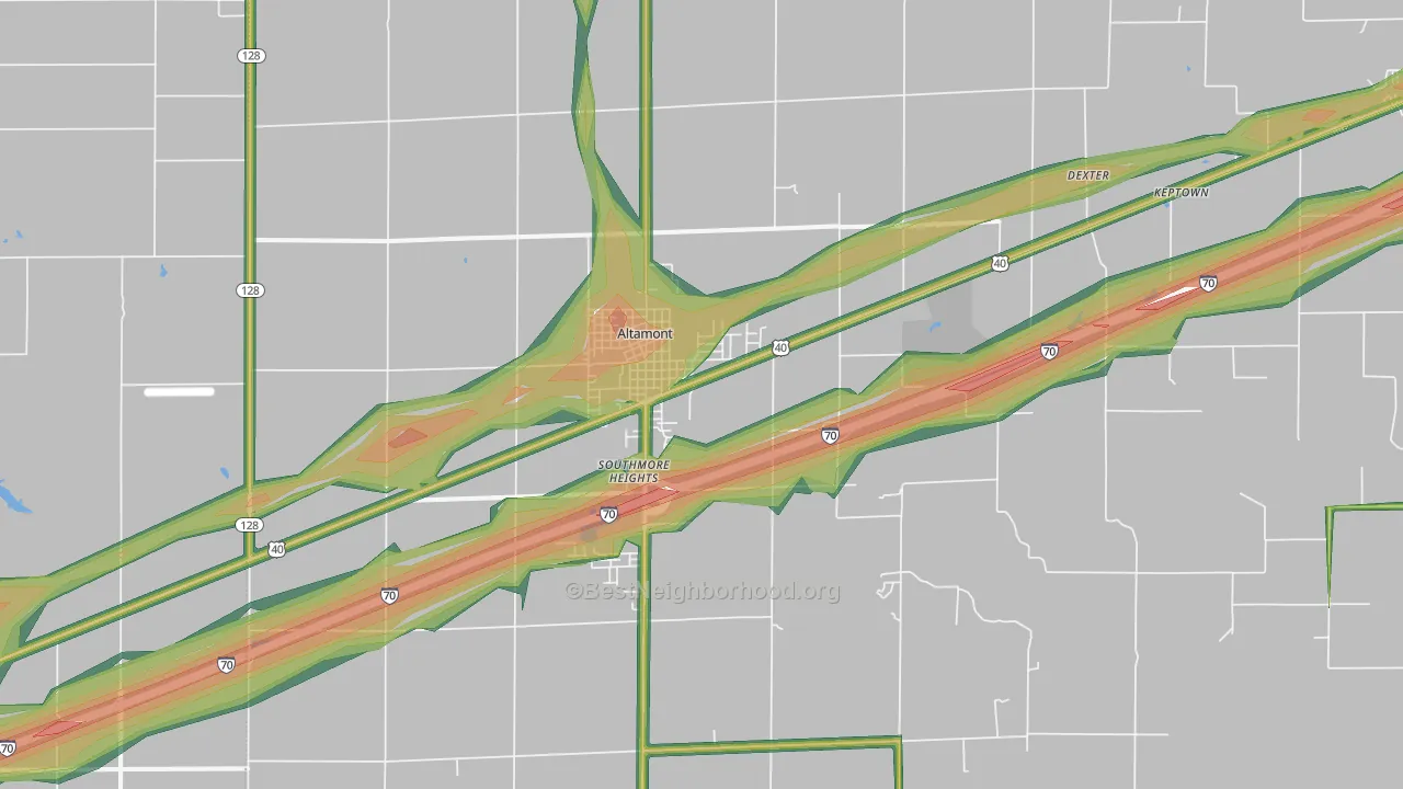 Altamont, IL Map of Noise Levels in Altamont