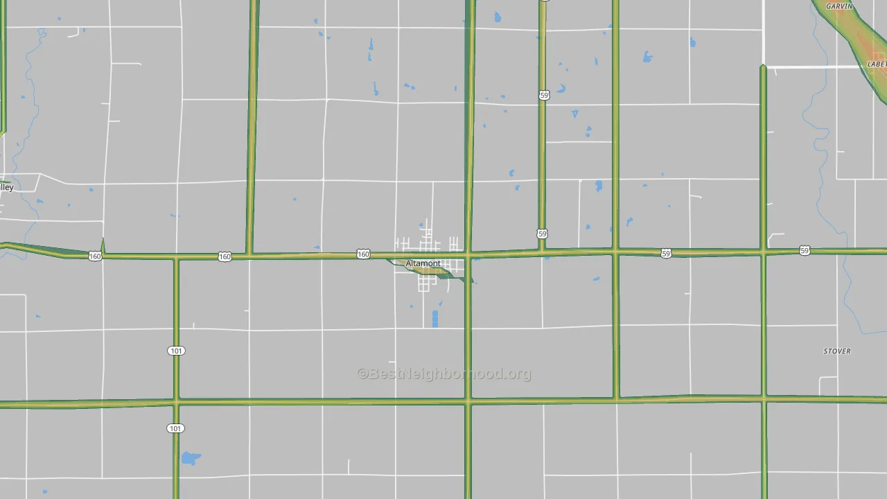 Altamont, KS Map of Noise Levels in Altamont