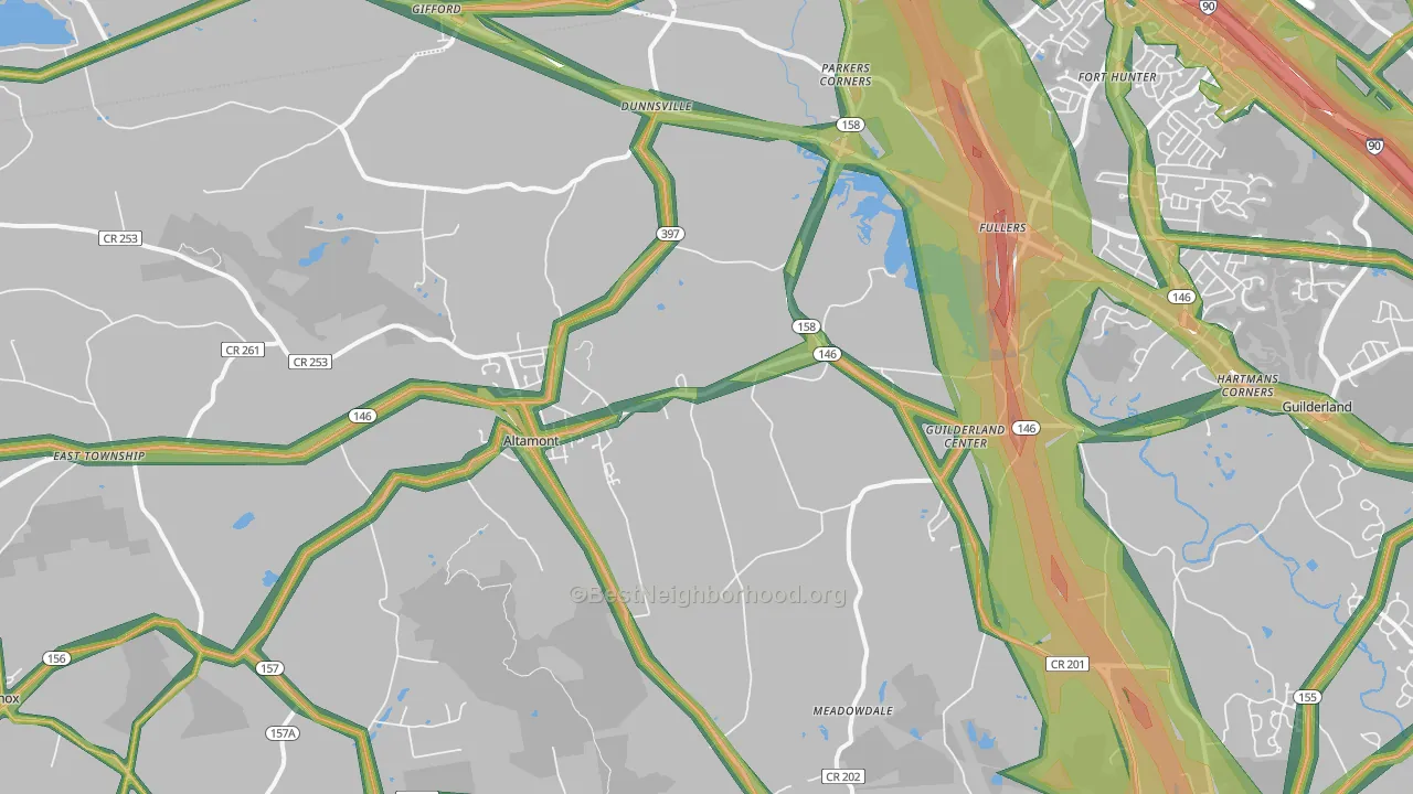 Altamont, NY Map of Noise Levels in Altamont