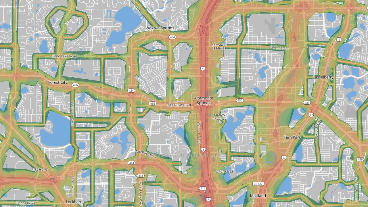 Altamonte Springs, FL Map of Noise Levels in Altamonte Springs