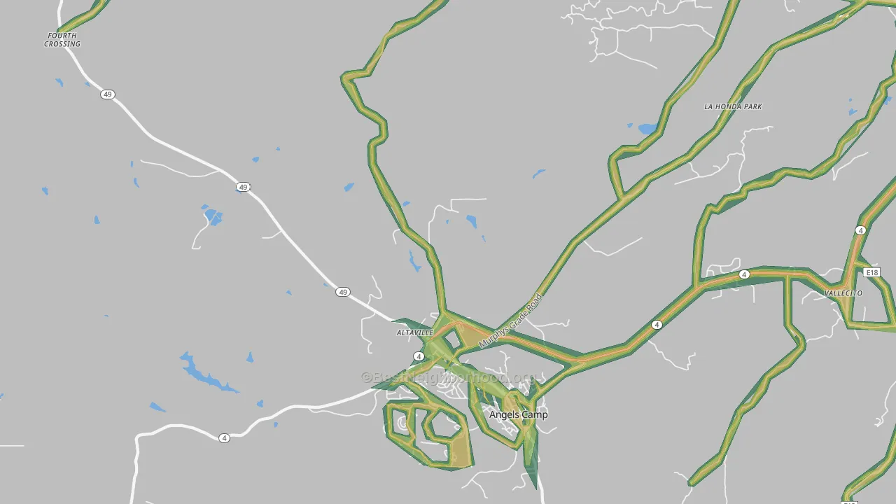Altaville, CA Map of Noise Levels in Altaville