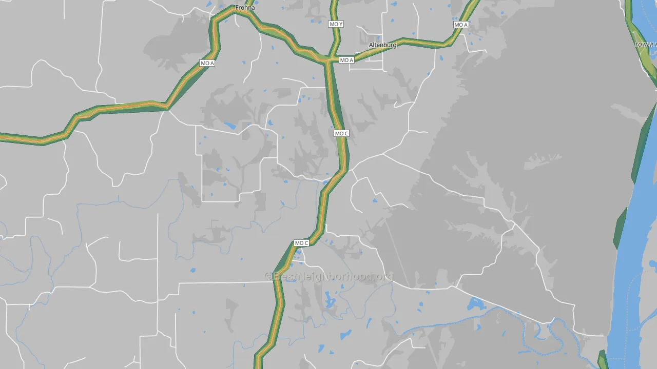 Altenburg, MO Map of Noise Levels in Altenburg