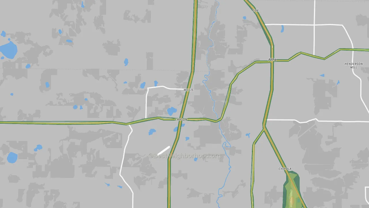Altha, FL Map of Noise Levels in Altha