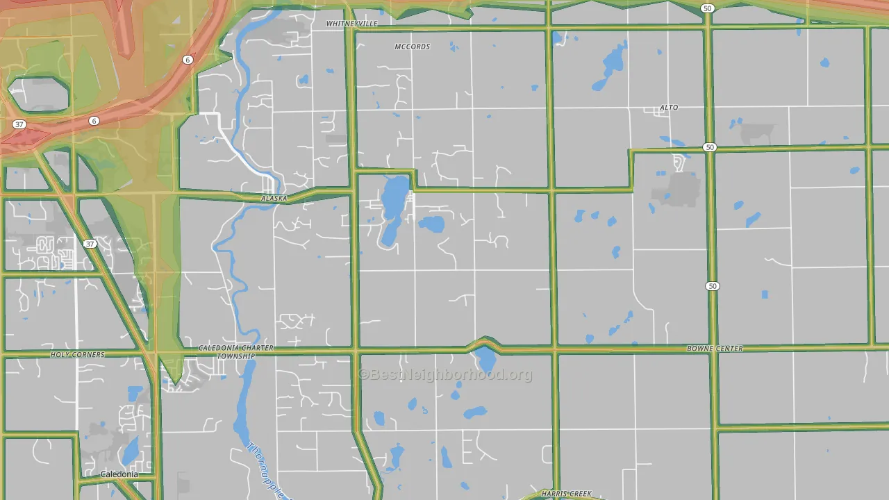 Alto, MI Map of Noise Levels in Alto