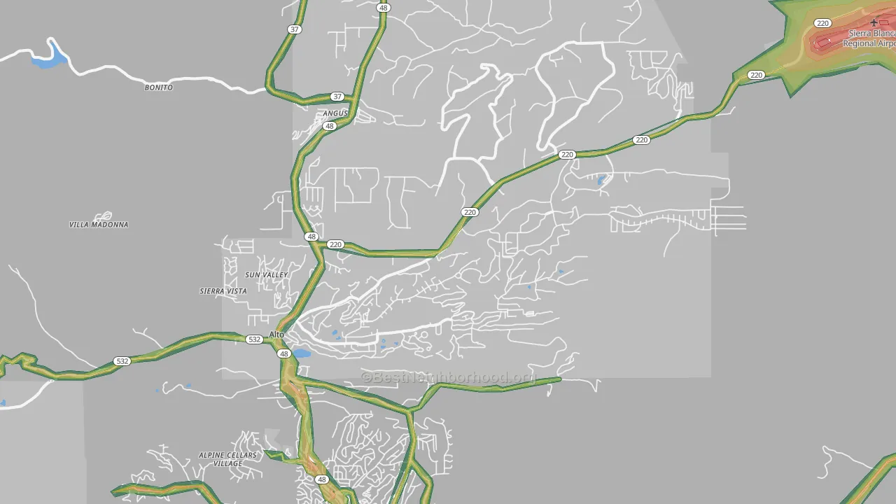 Alto, NM Map of Noise Levels in Alto