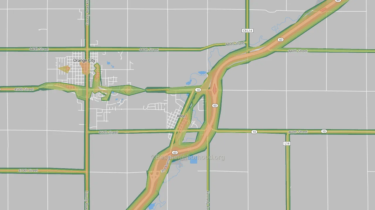 Alton, IA Map of Noise Levels in Alton