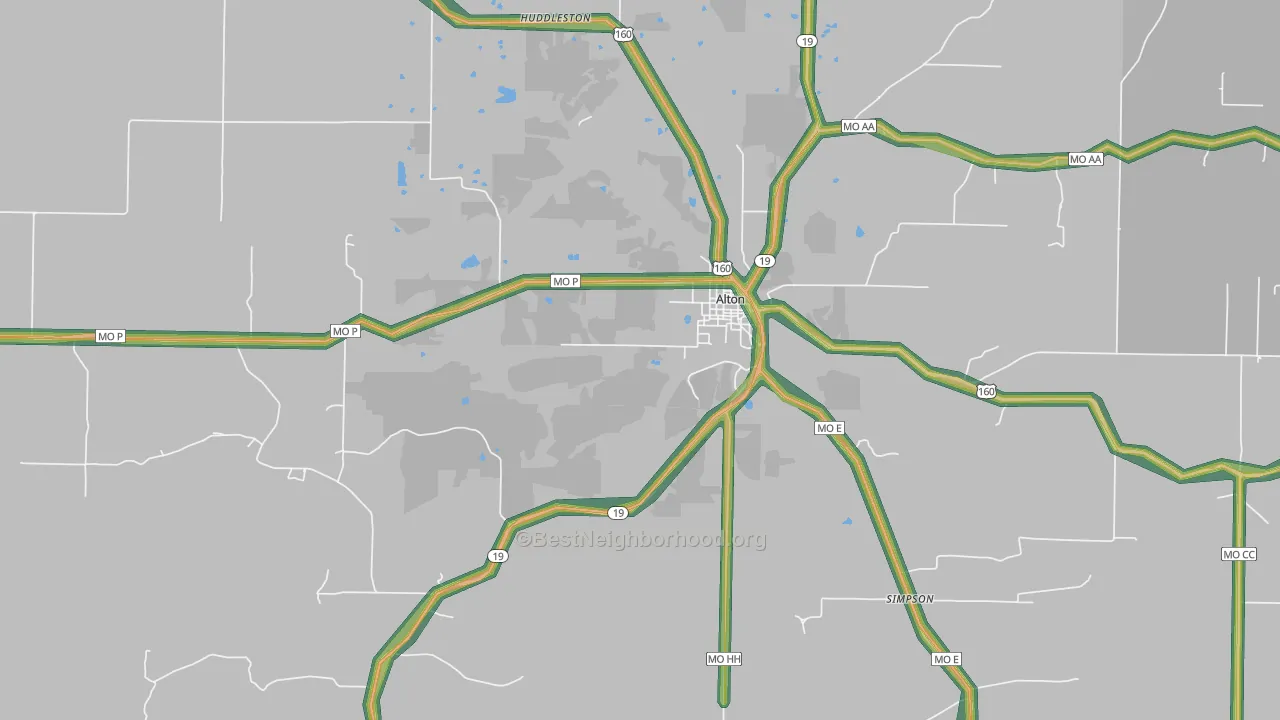Alton, MO Map of Noise Levels in Alton