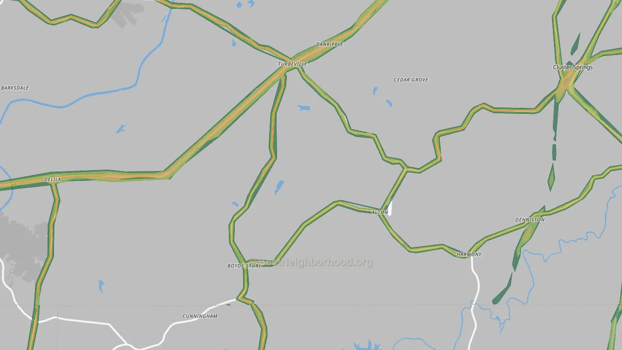Alton, VA Map of Noise Levels in Alton