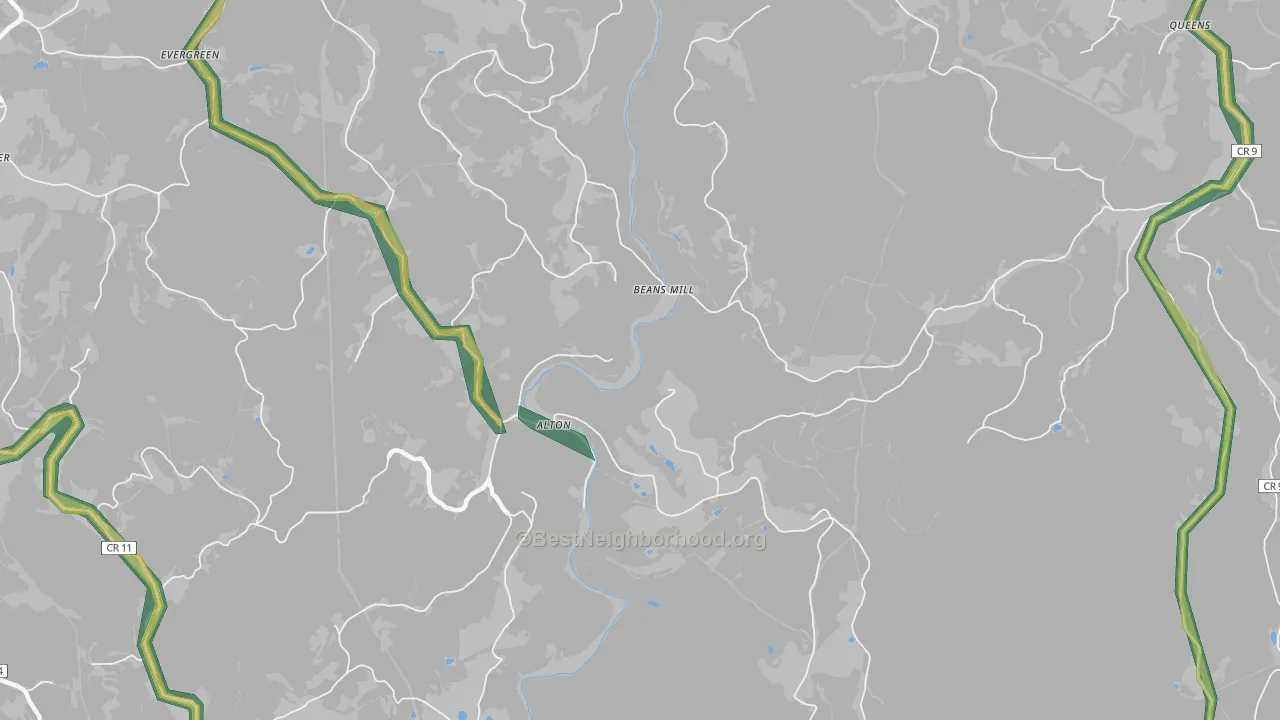 Alton, WV Map of Noise Levels in Alton