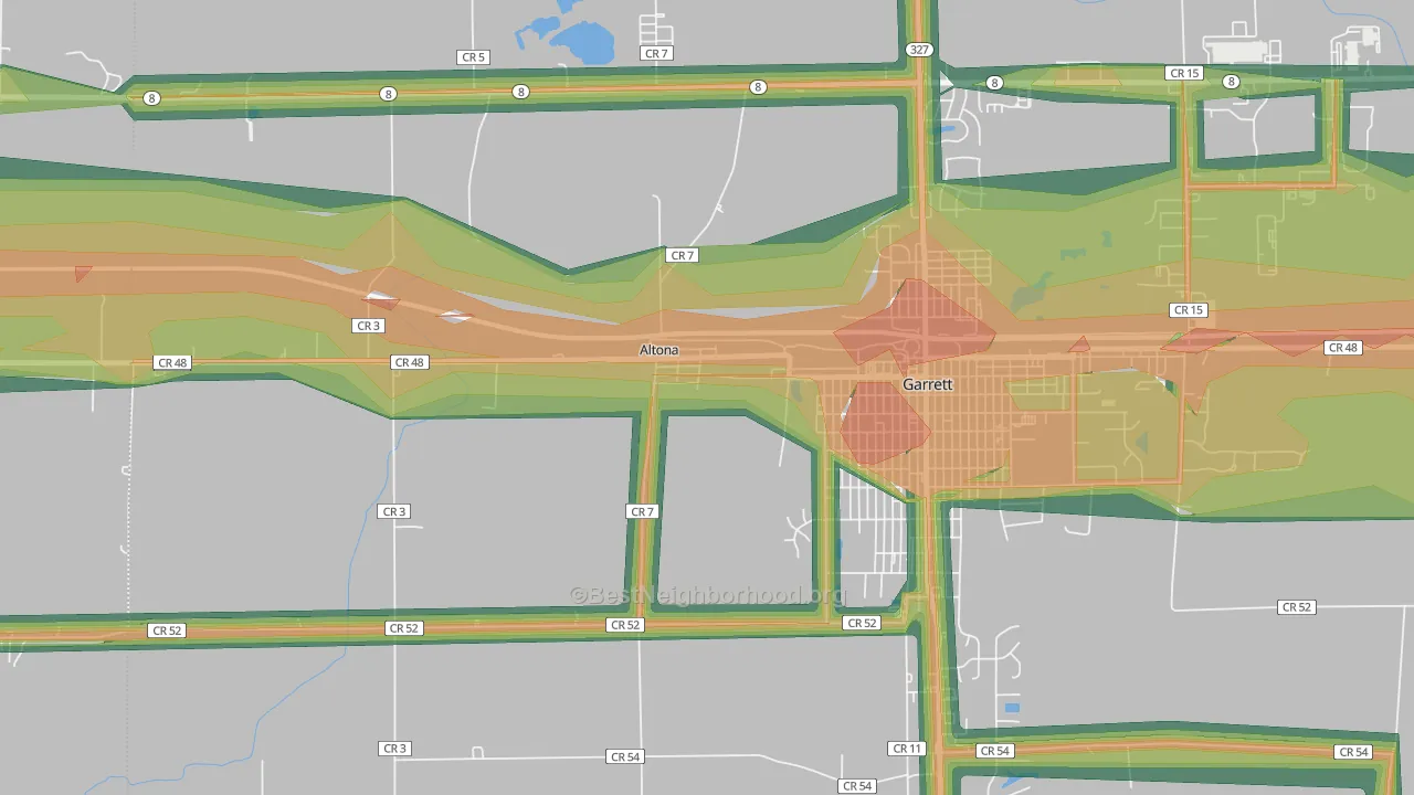 Altona, IN Map of Noise Levels in Altona