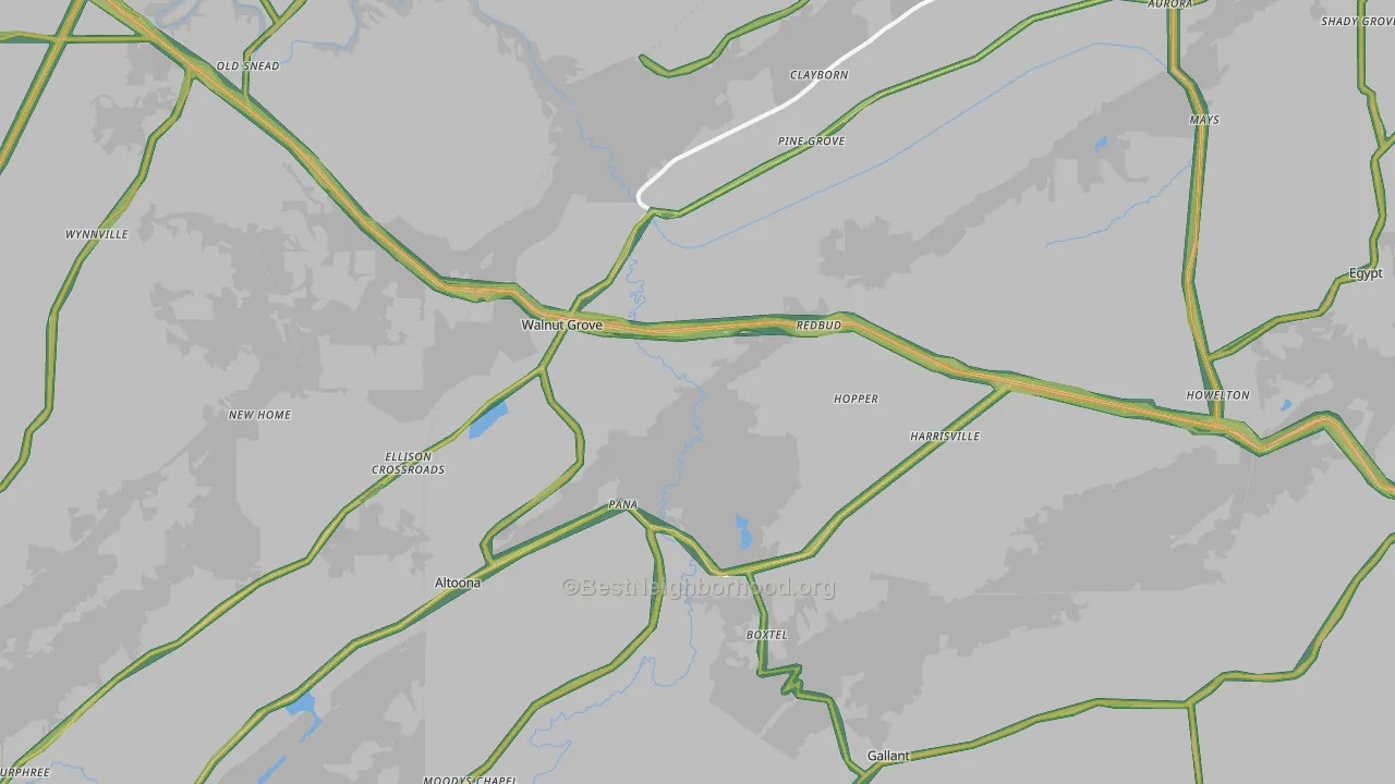 Altoona, AL Map of Noise Levels in Altoona
