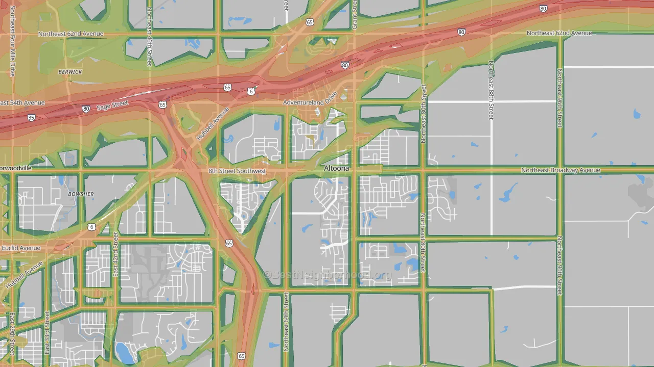 Altoona, IA Map of Noise Levels in Altoona