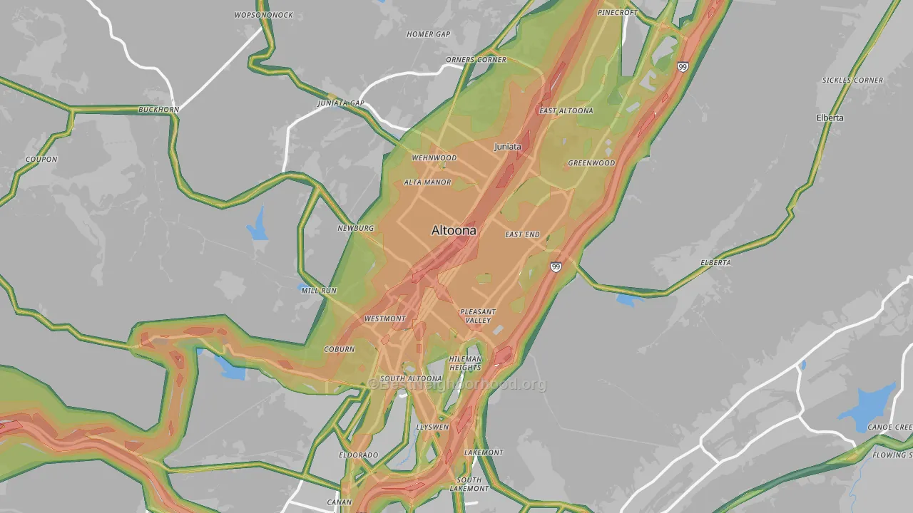 Altoona, PA Map of Noise Levels in Altoona