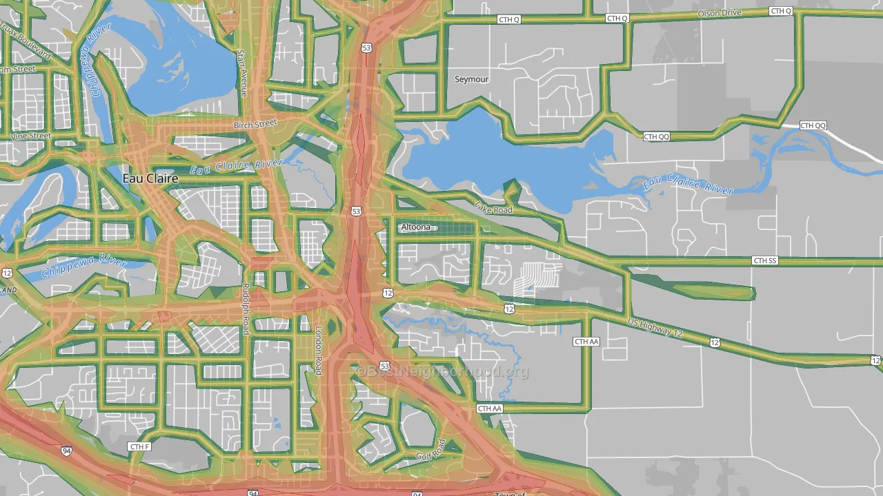 Altoona, WI Map of Noise Levels in Altoona