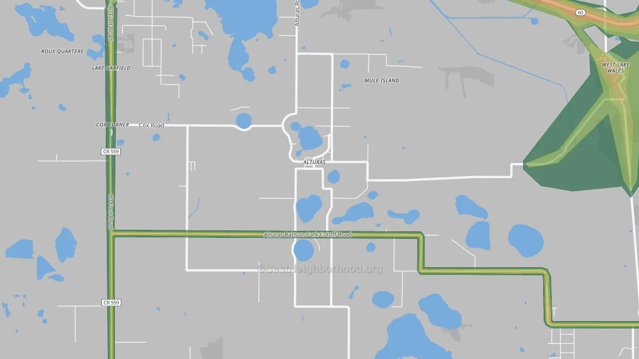 Alturas, FL Map of Noise Levels in Alturas