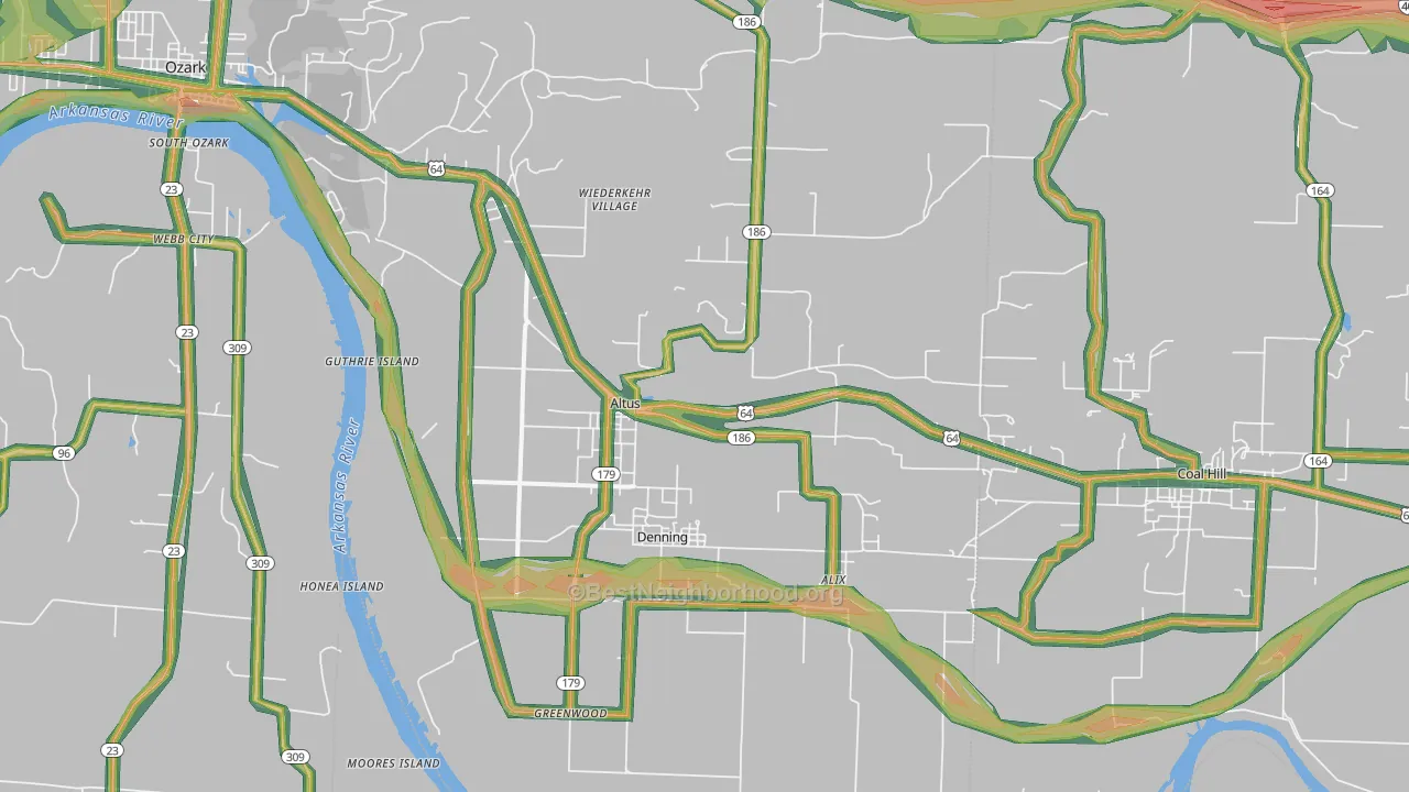Altus, AR Map of Noise Levels in Altus