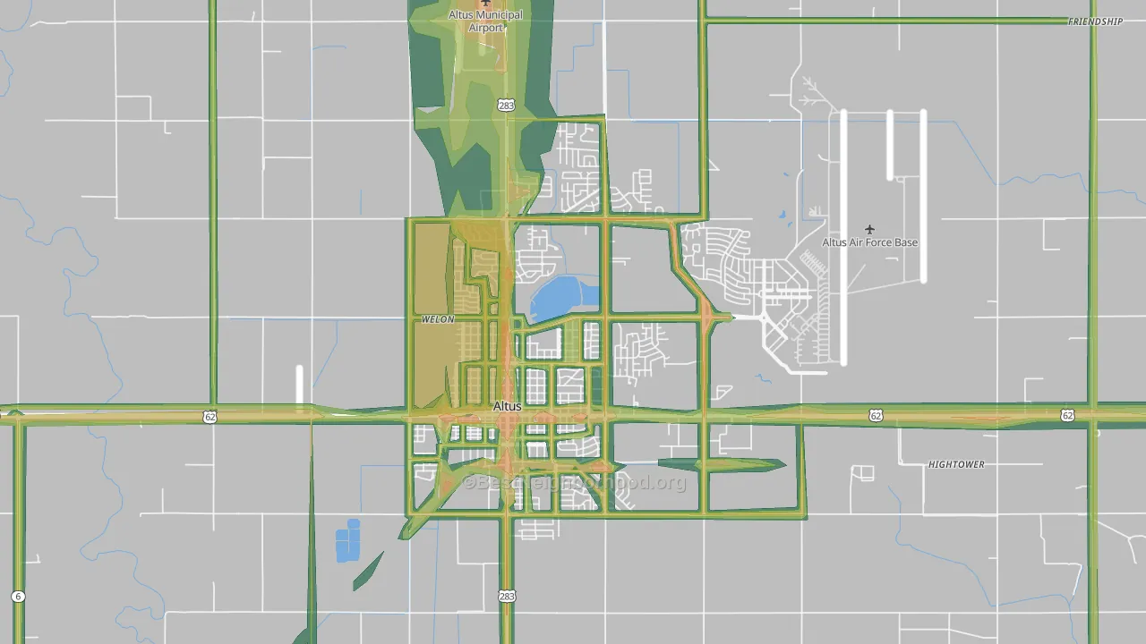 Altus, OK Map of Noise Levels in Altus