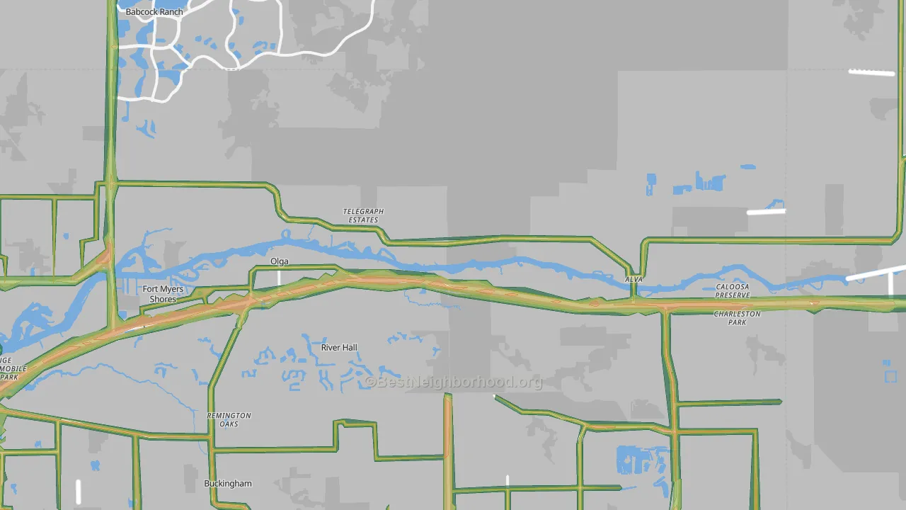 Alva, FL Map of Noise Levels in Alva