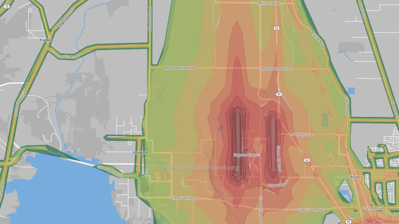 Alvadore, OR Map of Noise Levels in Alvadore