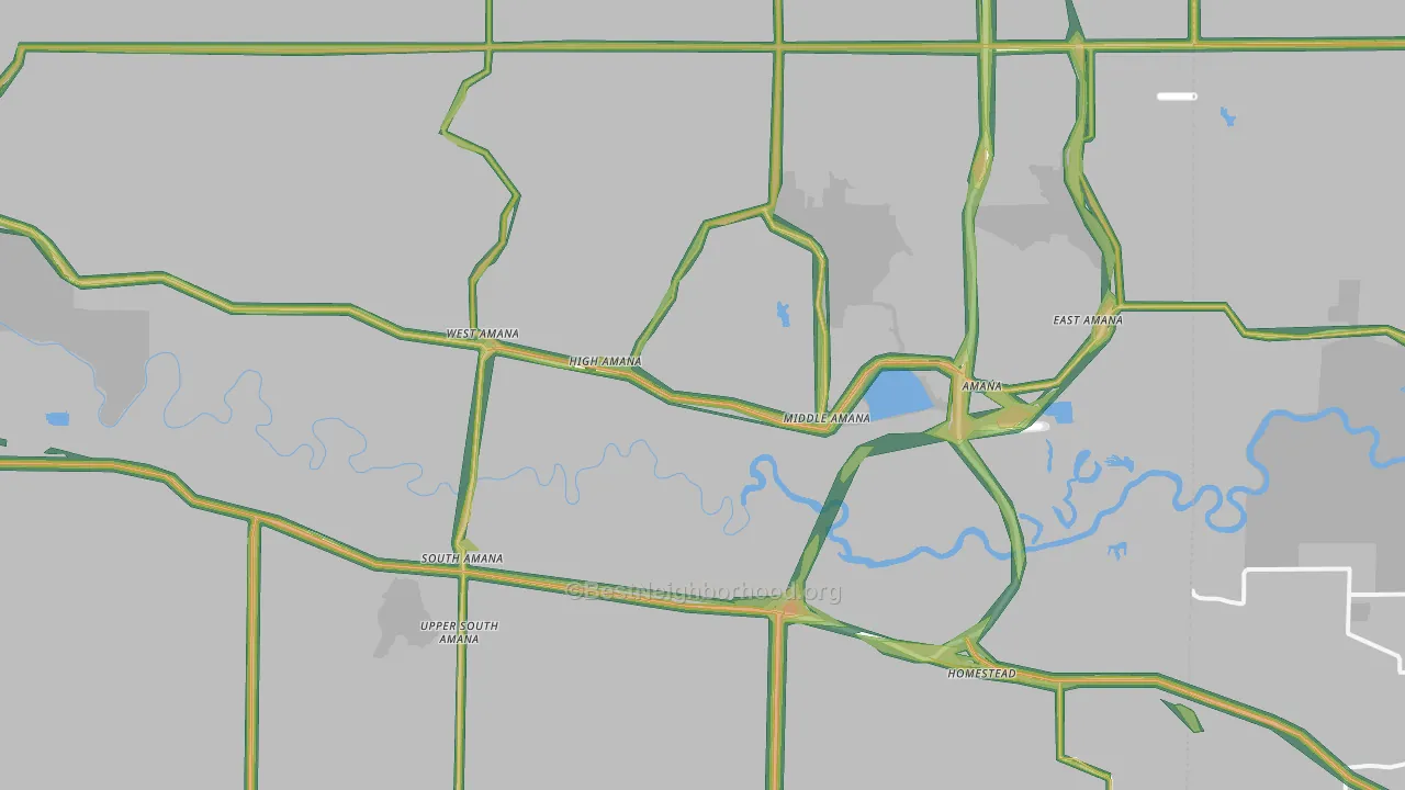Amana, IA Map of Noise Levels in Amana