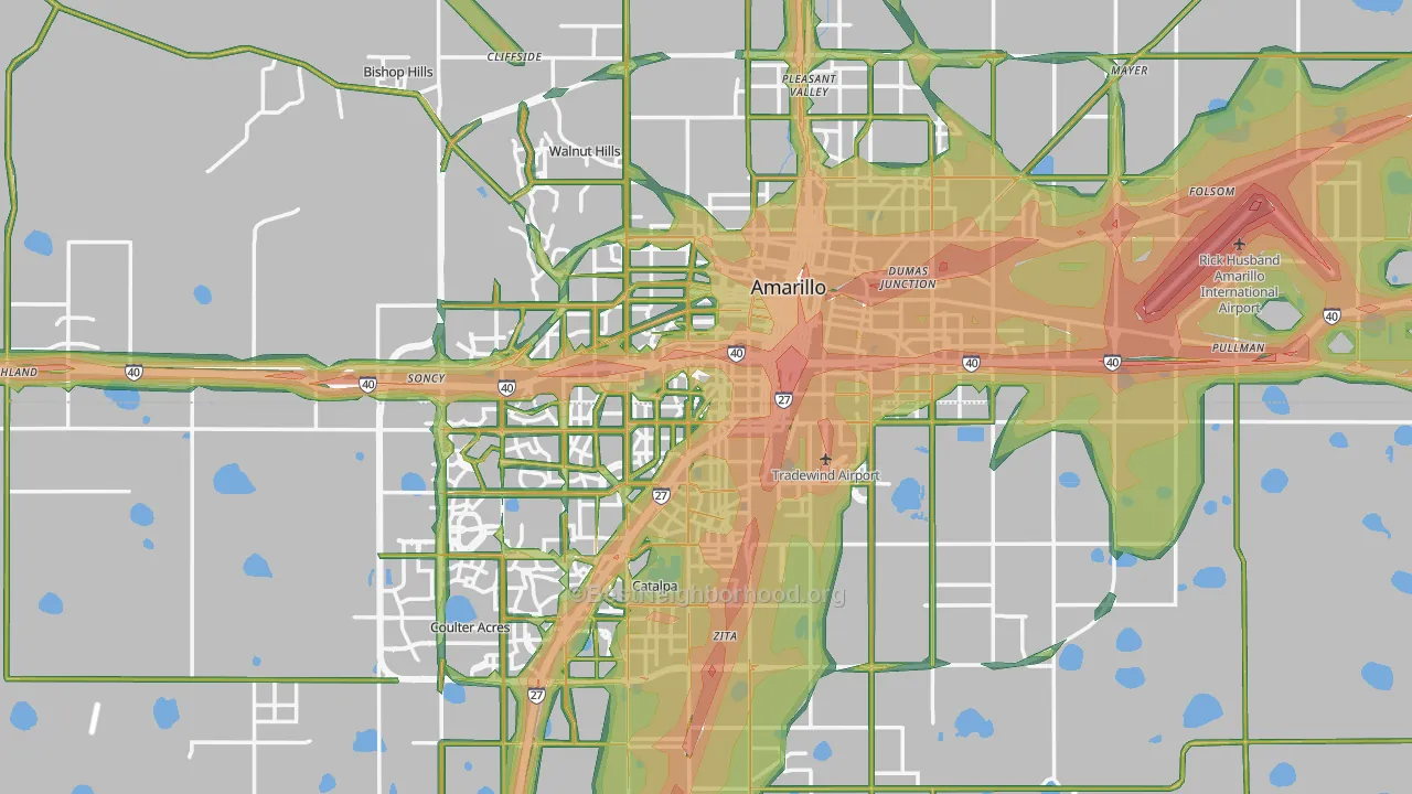 Amarillo, TX Map of Noise Levels in Amarillo
