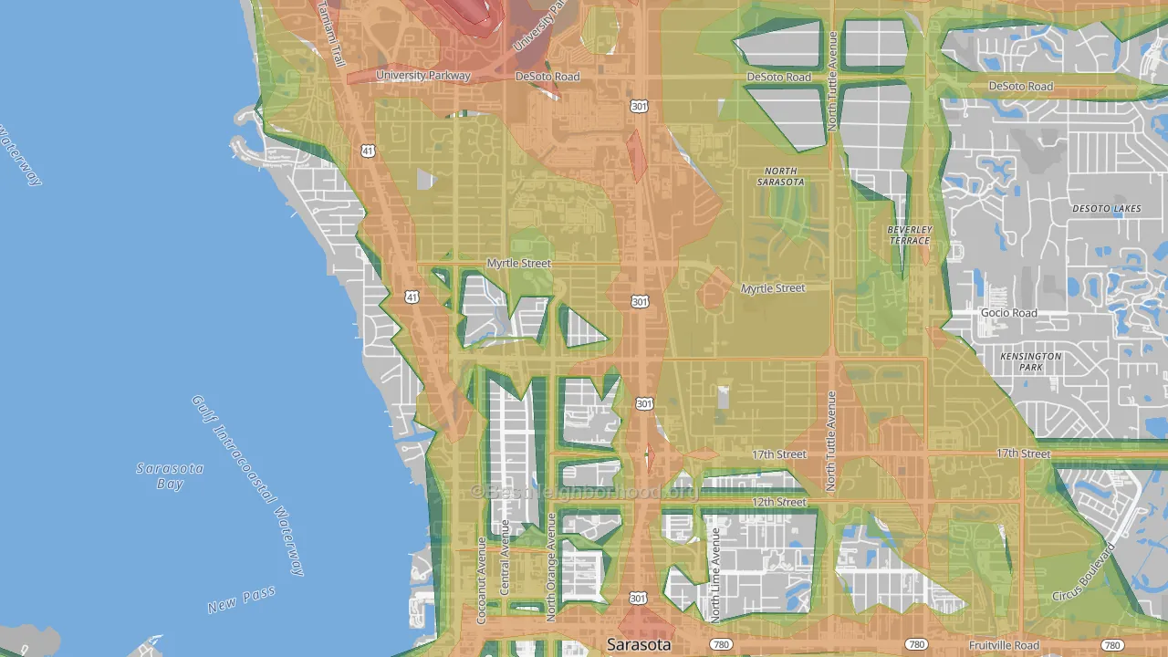 Amaryllis Park, Sarasota, FL Map of Noise Levels in Amaryllis Park