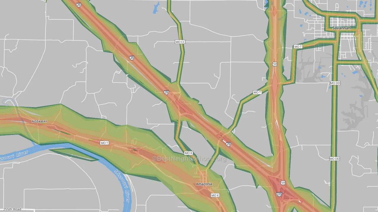 Amazonia, MO Map of Noise Levels in Amazonia